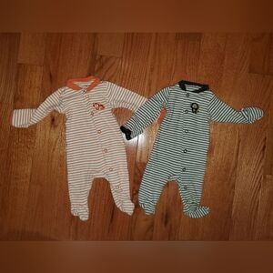 Carter's Cotton Striped Footies - Orange and Black
